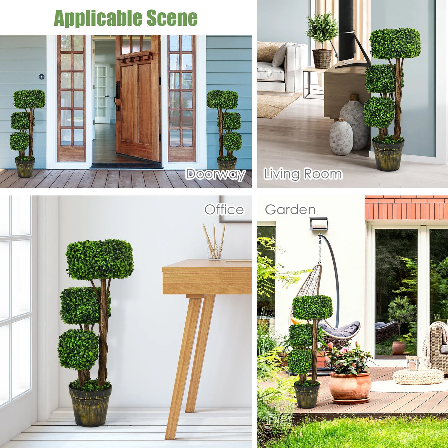 36" Artificial Boxwood Topiary Tree UV Protected Indoor Outdoor Decor