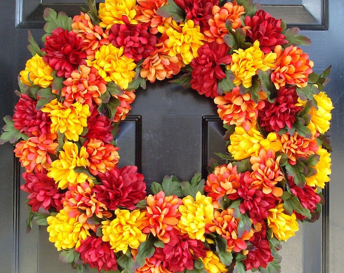 Autumn Colors Mums Fall Wreath