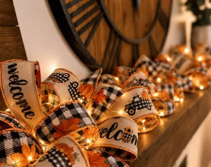 Fall Ribbon Garland with Lights