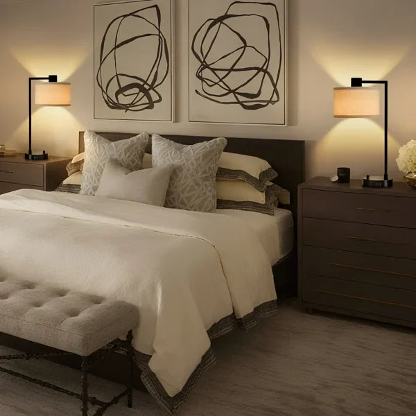 Bedside Table Lamp with USB Ports