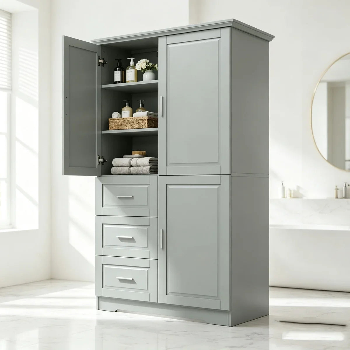 Tall and Wide Storage Cabinet with Doors