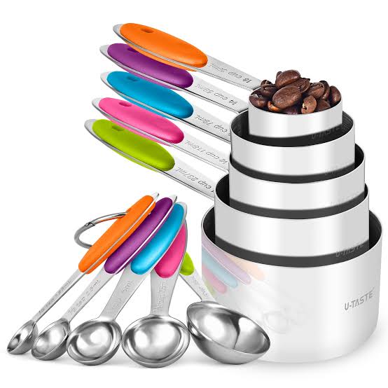 Measuring cup and spoons