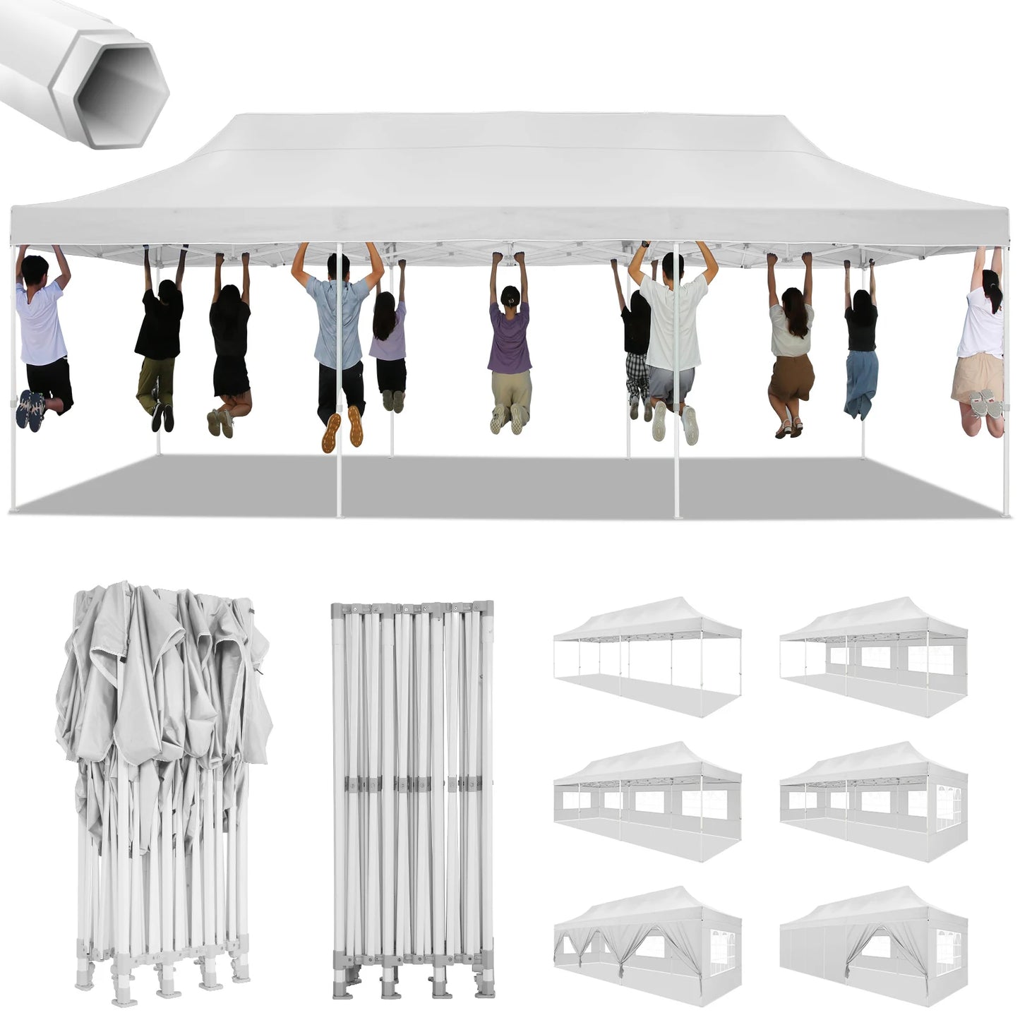 10x30ft Pop Up Canopy Tent Gazebo Party Heavy Duty Marquee Awning With 8 Sidewall Outdoor Commercial Event Instant Tent Gazebo