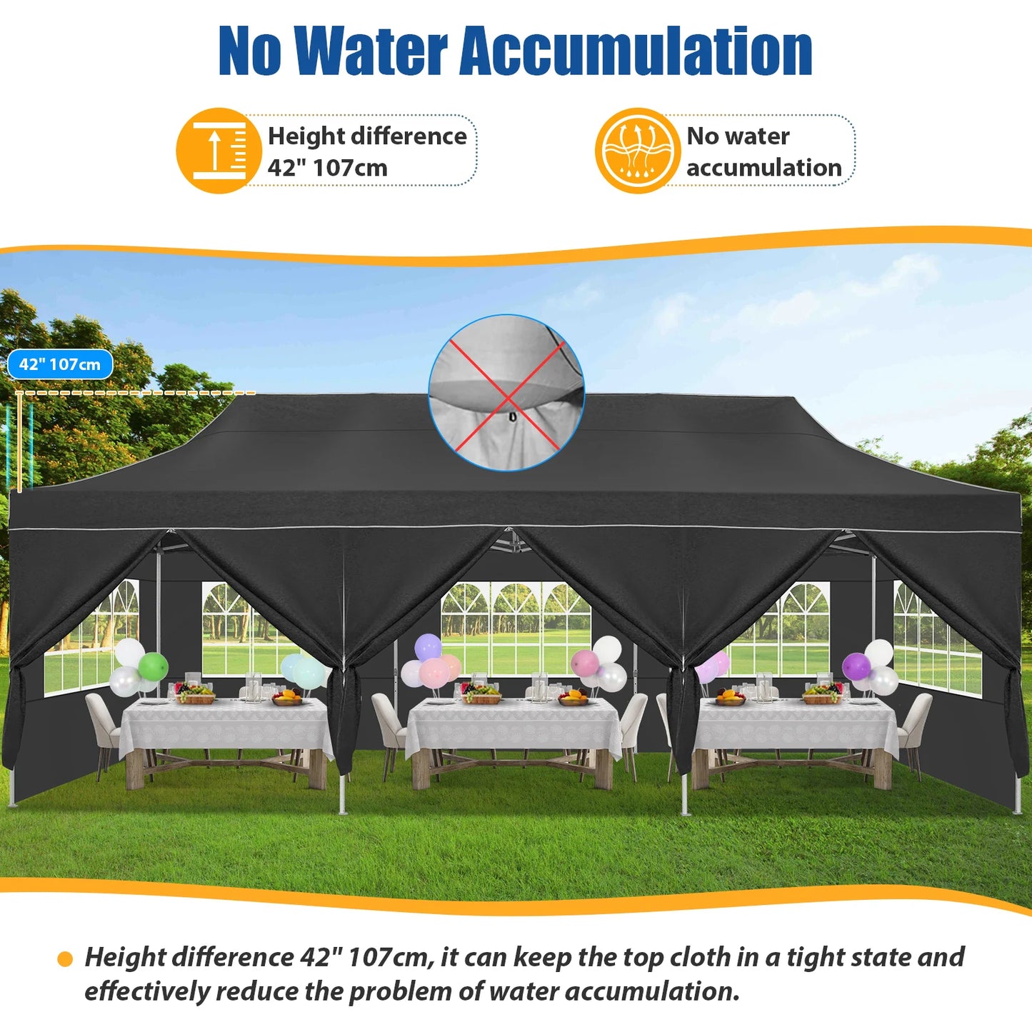 10x30ft Pop Up Canopy Tent Gazebo Party Heavy Duty Marquee Awning With 8 Sidewall Outdoor Commercial Event Instant Tent Gazebo
