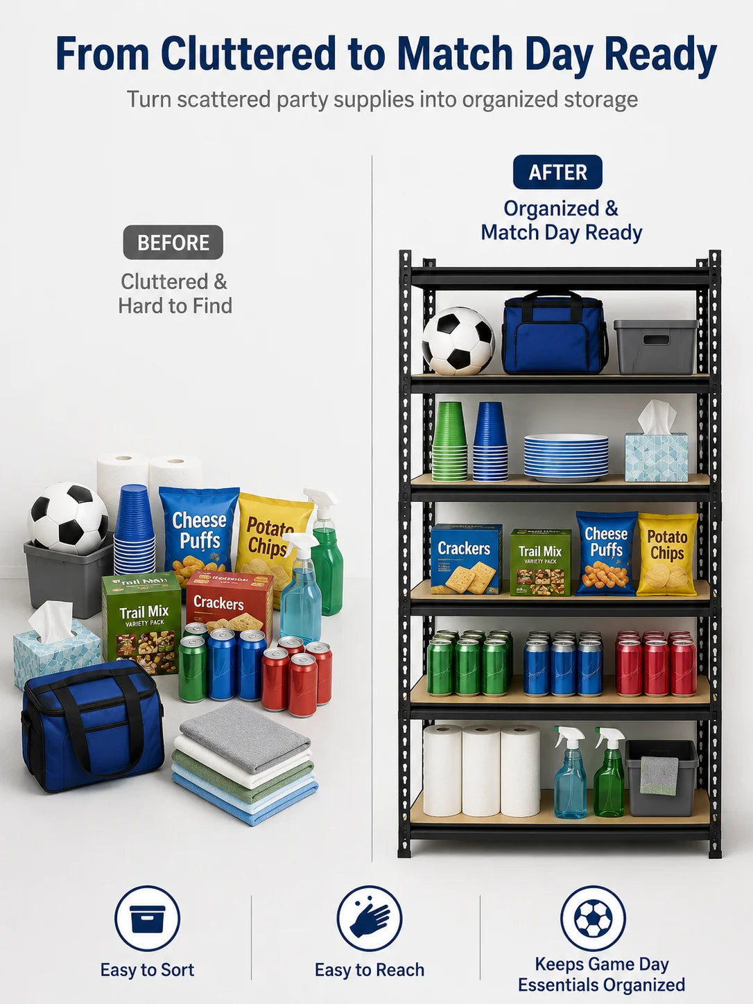 5-Tier Garage Storage Shelving Unit, 1925 Lb Total Capacity Metal Rack with MDF Shelves and Assembly Hardware for Garage Pantry Laundry Room, Black, 28' W X 12' D X 60' H