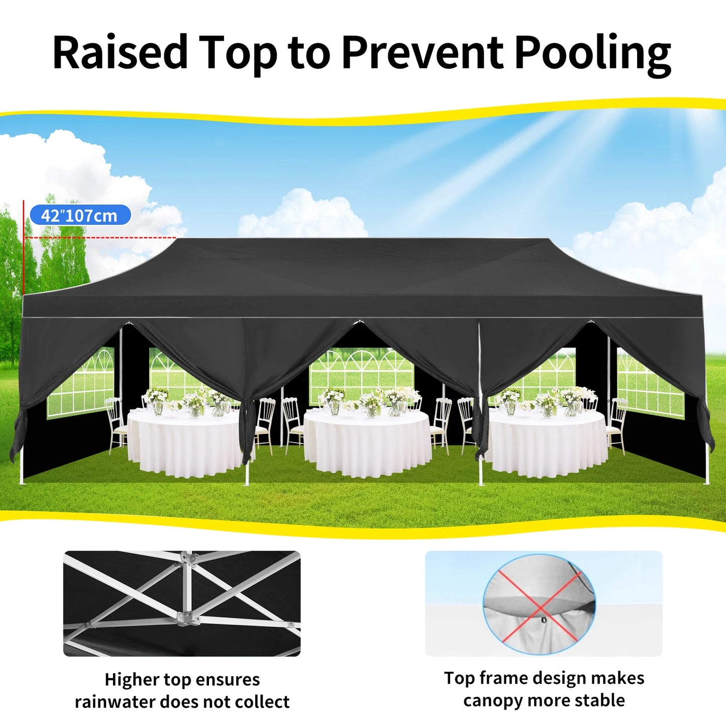 10x30ft Pop Up Canopy Tent Gazebo Party Heavy Duty Marquee Awning With 8 Sidewall Outdoor Commercial Event Instant Tent Gazebo