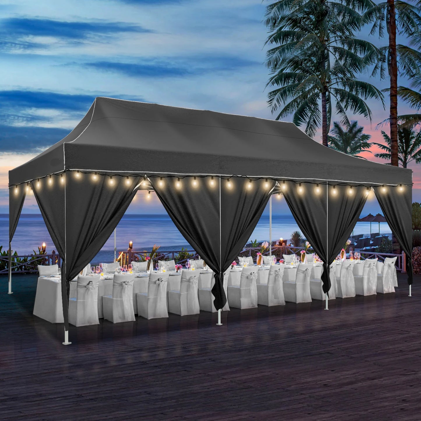 10x30ft Pop Up Canopy Tent Gazebo Party Heavy Duty Marquee Awning With 8 Sidewall Outdoor Commercial Event Instant Tent Gazebo