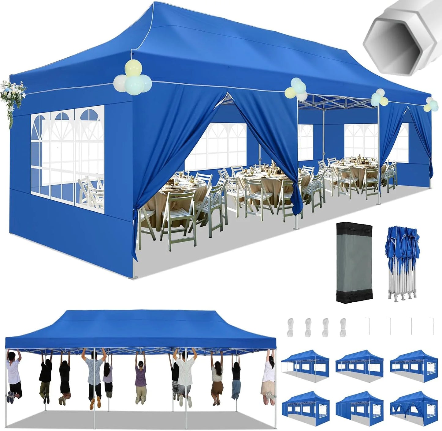 10x30ft Pop Up Canopy Tent Gazebo Party Heavy Duty Marquee Awning With 8 Sidewall Outdoor Commercial Event Instant Tent Gazebo