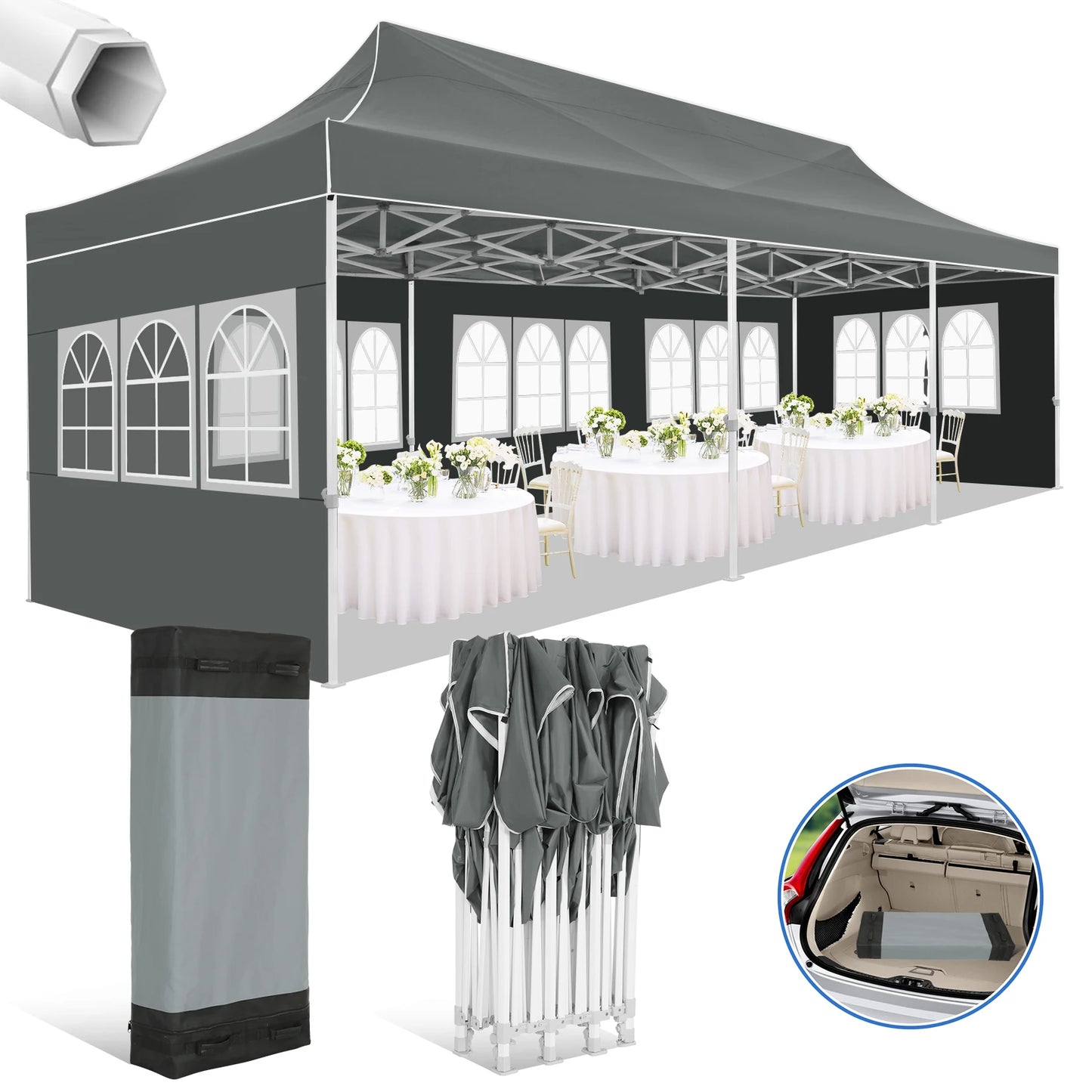 10x30ft Pop Up Canopy Tent Gazebo Party Heavy Duty Marquee Awning With 8 Sidewall Outdoor Commercial Event Instant Tent Gazebo