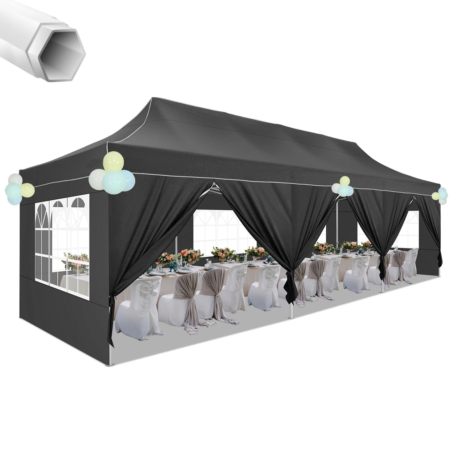 10x30ft Pop Up Canopy Tent Gazebo Party Heavy Duty Marquee Awning With 8 Sidewall Outdoor Commercial Event Instant Tent Gazebo
