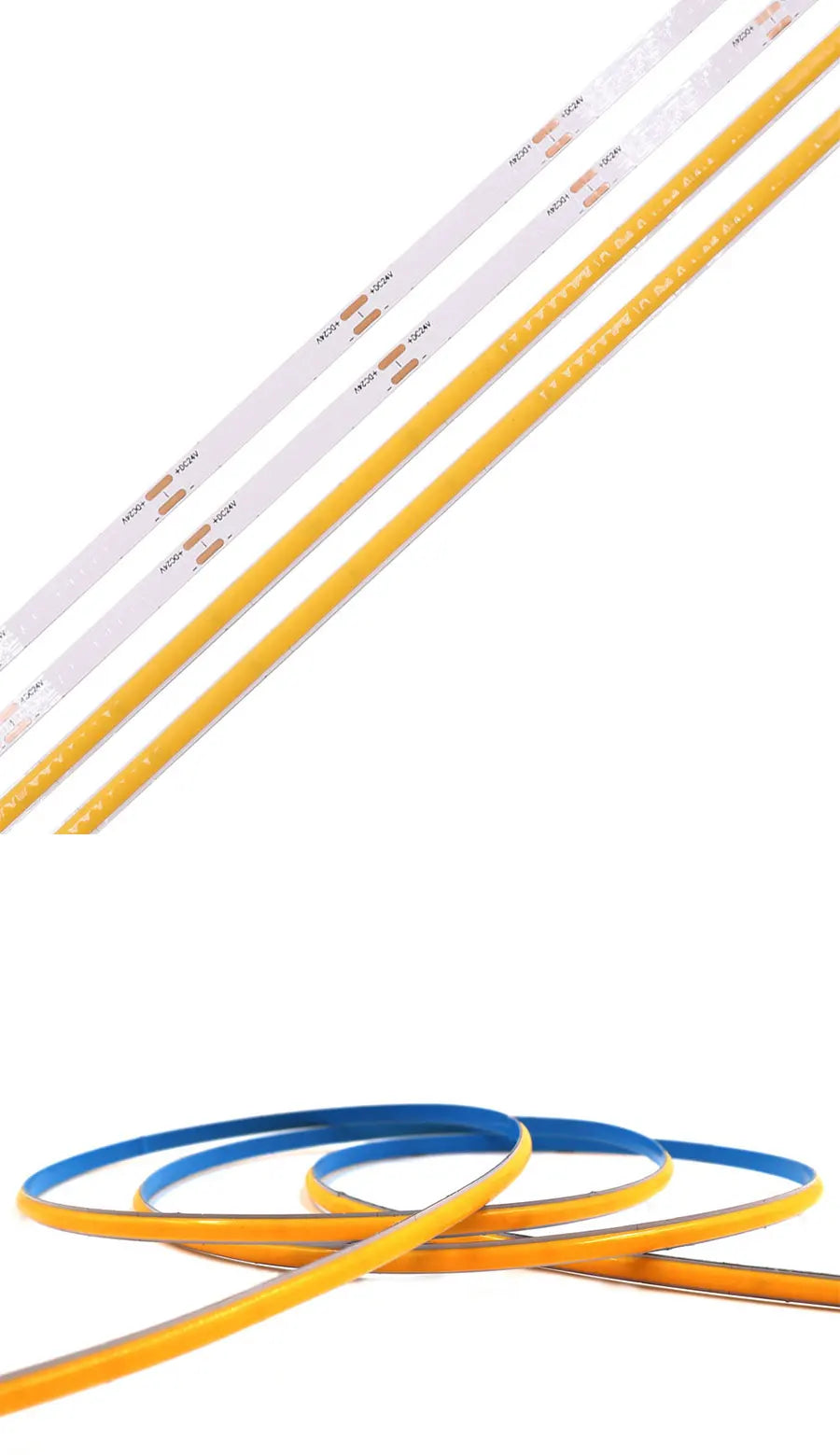 5MM Ultra Thin COB LED Strip Light 24V 12V Warm Natural Cold White Red Blue Green Amber Yellow Color RA90 Flexible LED Tape