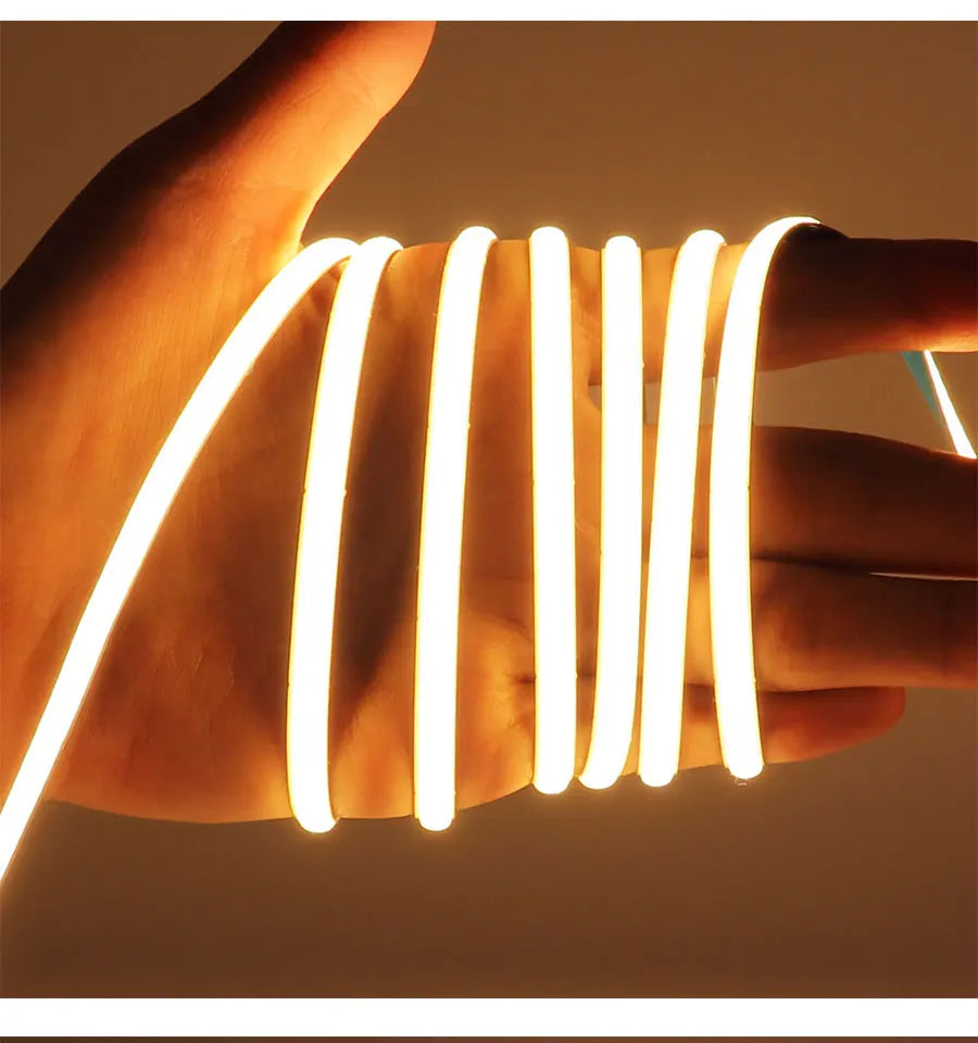 5MM Ultra Thin COB LED Strip Light 24V 12V Warm Natural Cold White Red Blue Green Amber Yellow Color RA90 Flexible LED Tape