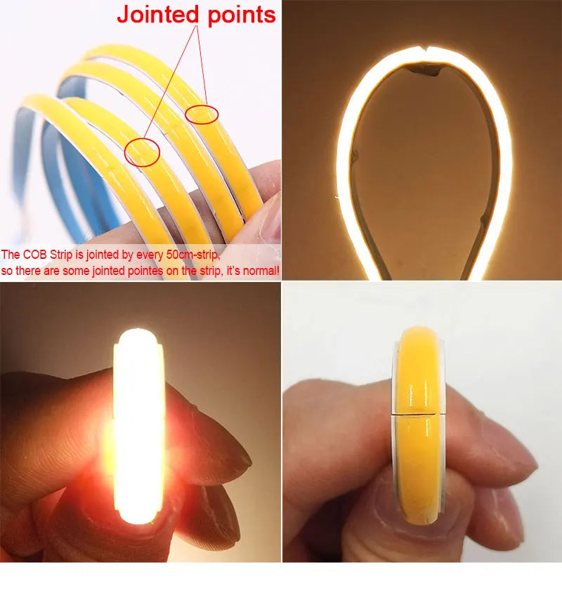 5MM Ultra Thin COB LED Strip Light 24V 12V Warm Natural Cold White Red Blue Green Amber Yellow Color RA90 Flexible LED Tape
