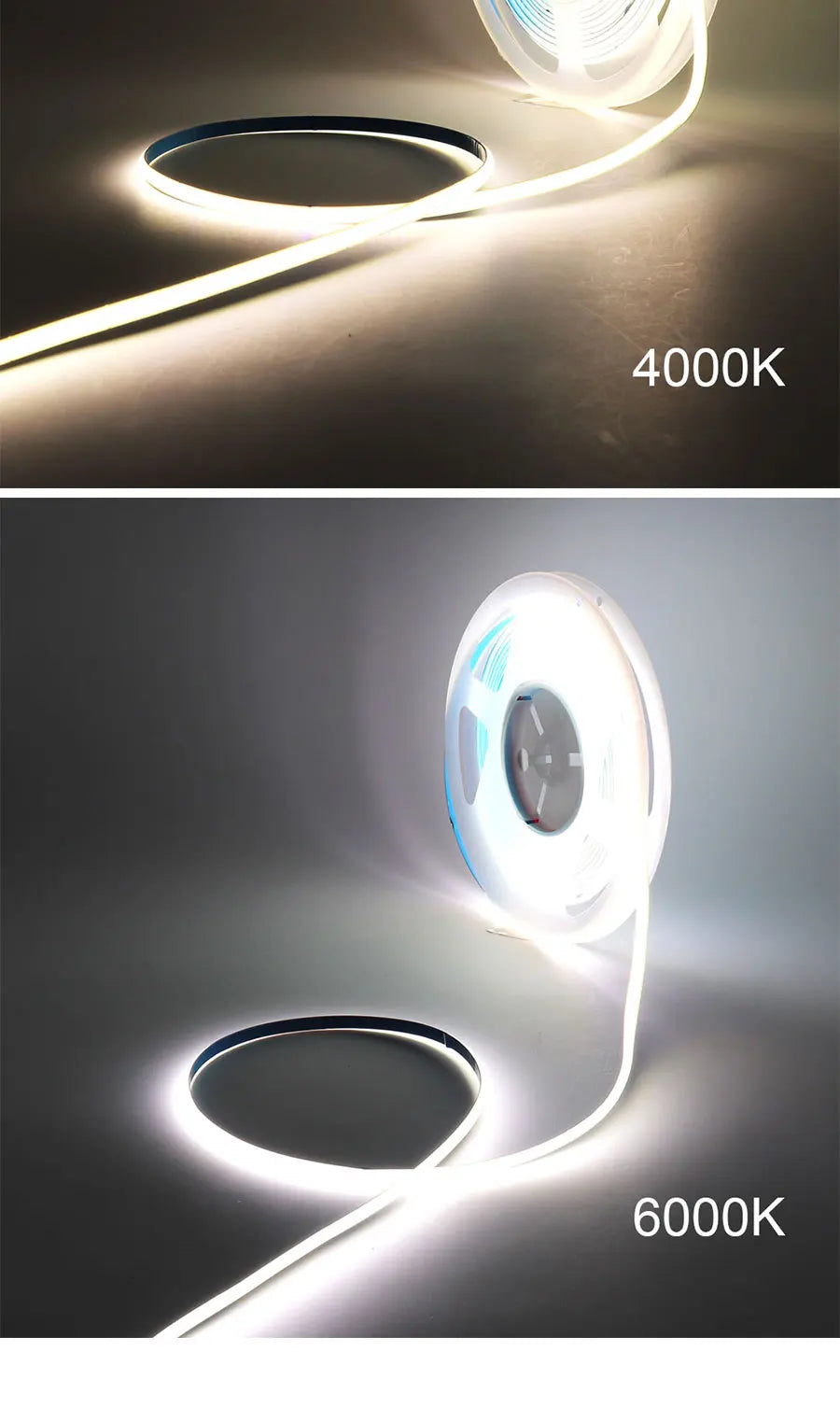 5MM Ultra Thin COB LED Strip Light 24V 12V Warm Natural Cold White Red Blue Green Amber Yellow Color RA90 Flexible LED Tape
