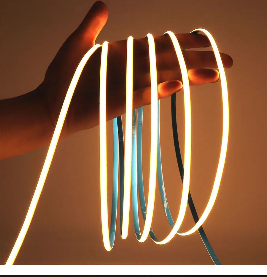 5MM Ultra Thin COB LED Strip Light 24V 12V Warm Natural Cold White Red Blue Green Amber Yellow Color RA90 Flexible LED Tape