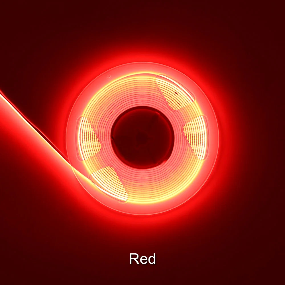 5MM Ultra Thin COB LED Strip Light 24V 12V Warm Natural Cold White Red Blue Green Amber Yellow Color RA90 Flexible LED Tape