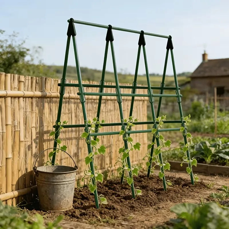 2026 New Sturdy Plant Support Trellis 3 Horizontal 6 Vertical PVC-Coated Steel Pipe Stakes for Garden Vegetables Climbing Plants