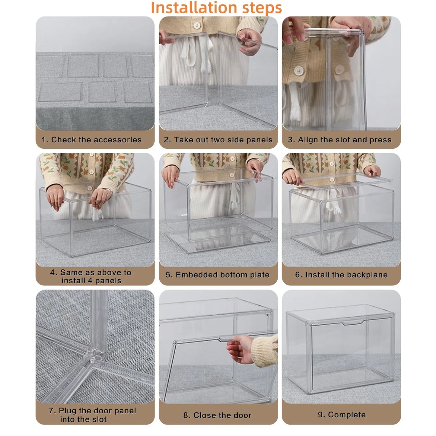 1pc/3pcs Clear Display Case Large Capacity Storage Box Acrylic Organizer Bins For Figures Blind Box Makeup Toy Showcase HangBag