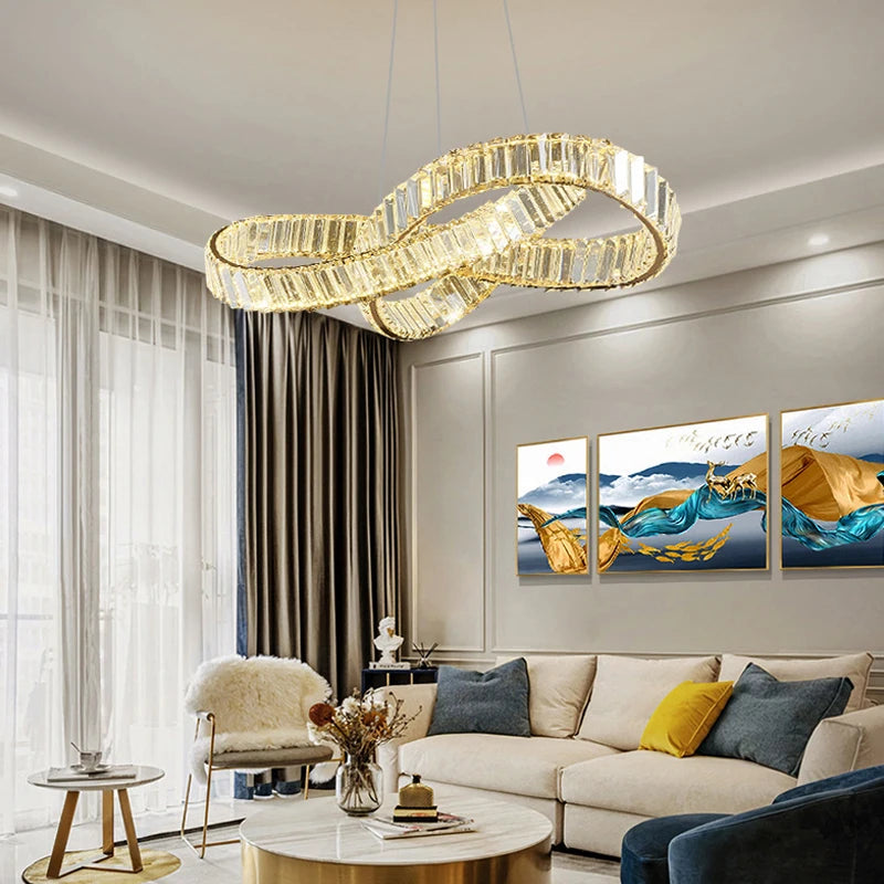 Luxury LED Crystal Chandeliers Home Lighting for Living Dining Room Decorate Villa Hotel Ceiling Pendant Lights Indoor Fixtures