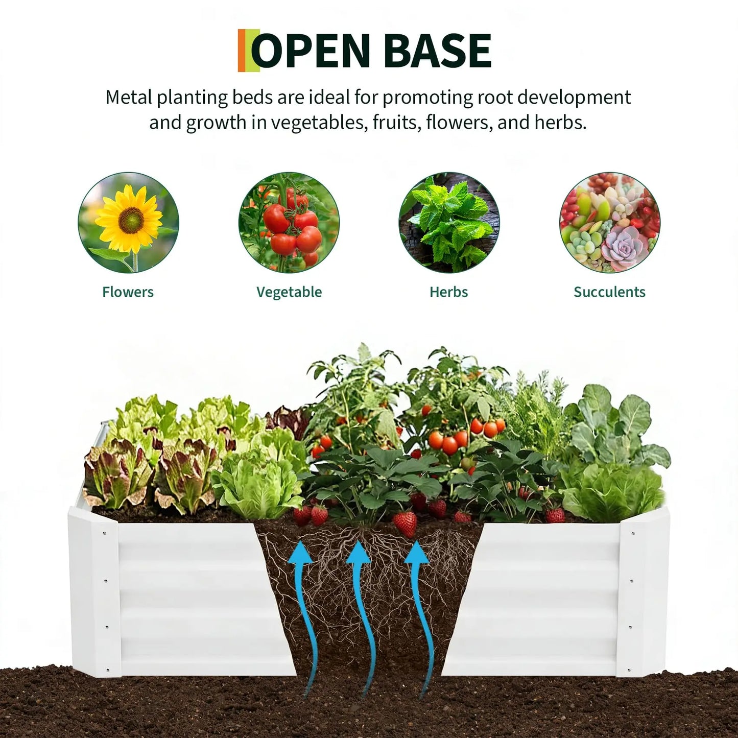3-in-1 Raised Garden Bed 48"x36"x12" Galvanized Metal Planter Box Drip Irrigation Insect Net Shade Cloth Outdoor Vegetables