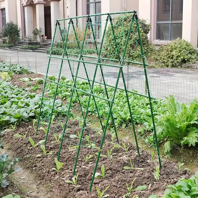 2026 New Sturdy Plant Support Trellis 3 Horizontal 6 Vertical PVC-Coated Steel Pipe Stakes for Garden Vegetables Climbing Plants