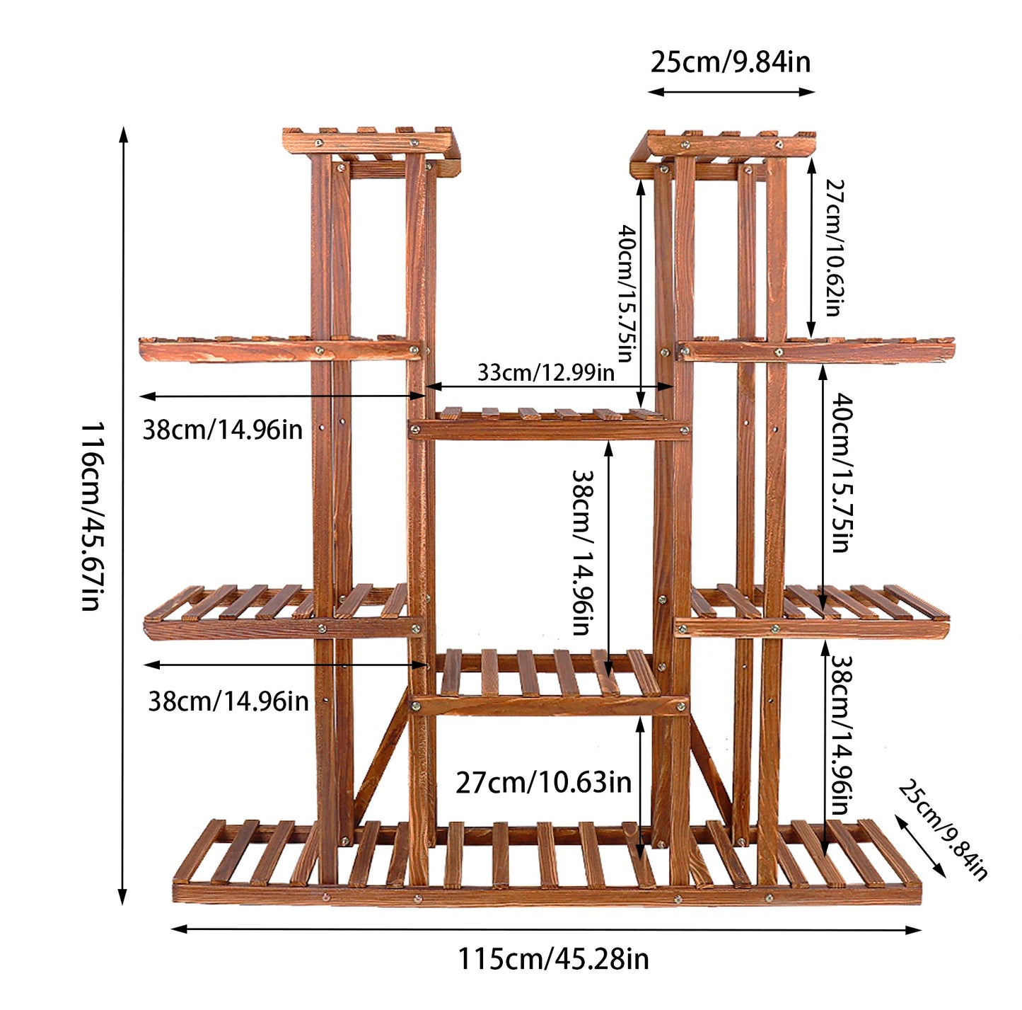 Wooden Plant Shelf Flower Pot Stand Indoor Outdoor Multi-Tier Plant Display Stand