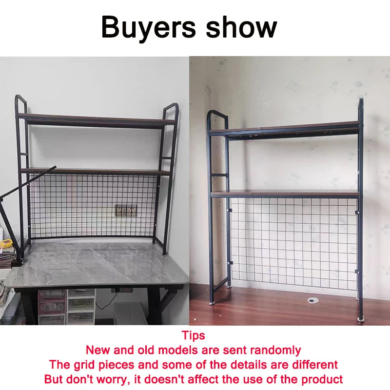 Bookshelf with Grid Desk Storage Shelf Desktop Multilayer Iron Shelf Student Computer Desk Cavity Plate Bookcase Table Rack