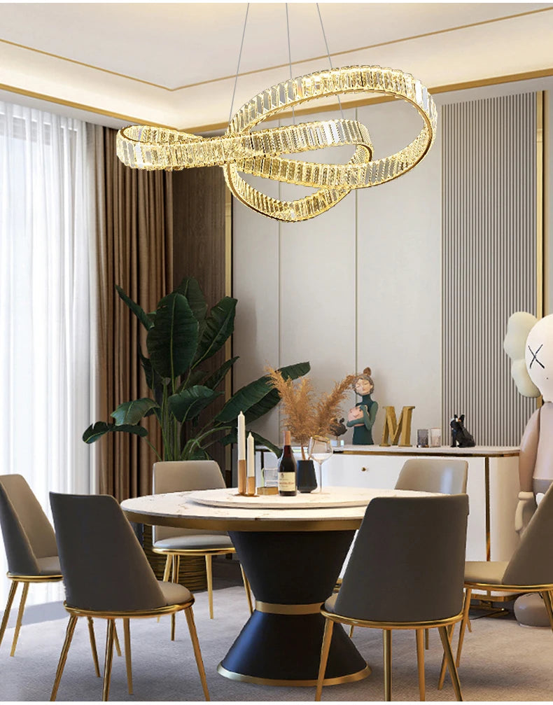 Luxury LED Crystal Chandeliers Home Lighting for Living Dining Room Decorate Villa Hotel Ceiling Pendant Lights Indoor Fixtures