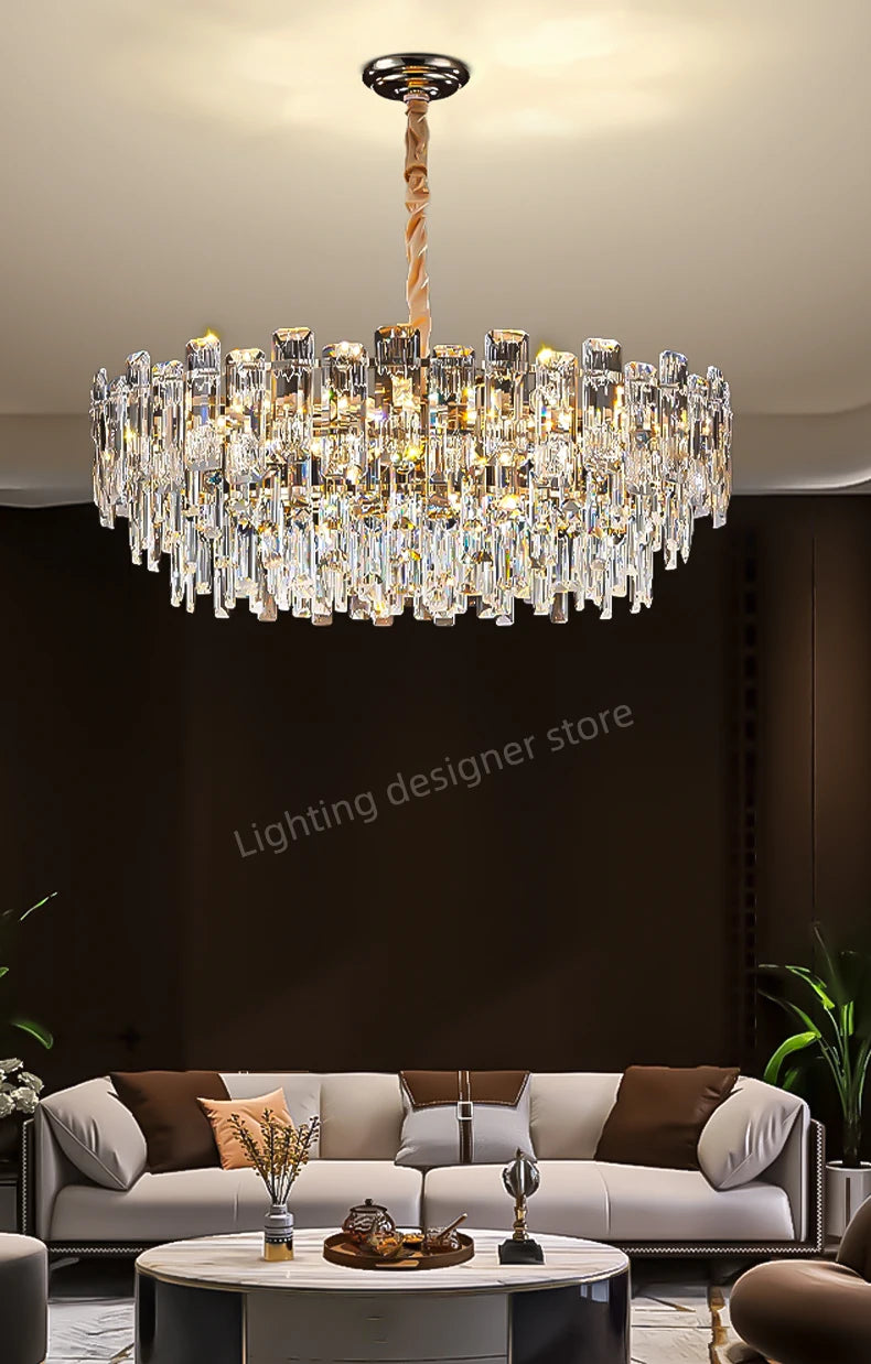 Loft Pendant Lighting Crystal Chandelier Ceiling for Dining Room Modern Led Ceiling Hanging Lamp for Living Room Villa