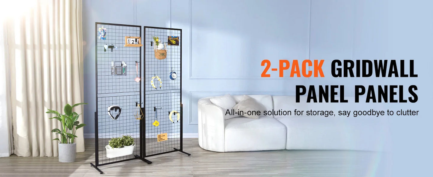 SucceBuy Grid Wall Panels Tower Wire Gridwall Display Racks Double Side Gridwall Panels for Art Craft Shows Retail Shop w/ Hooks