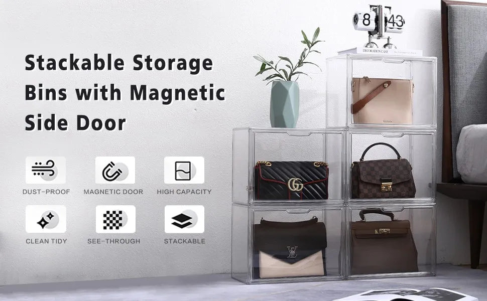 1pc/3pcs Clear Display Case Large Capacity Storage Box Acrylic Organizer Bins For Figures Blind Box Makeup Toy Showcase HangBag