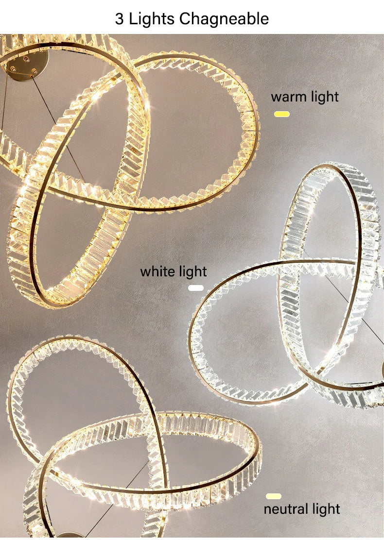 Luxury LED Crystal Chandeliers Home Lighting for Living Dining Room Decorate Villa Hotel Ceiling Pendant Lights Indoor Fixtures