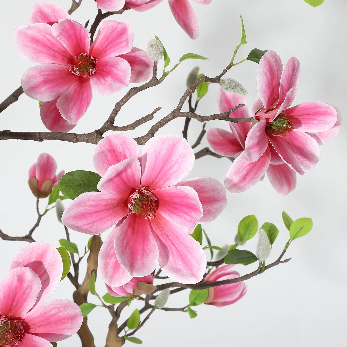 Lifelike Pink Magnolia Artificial Tree for Home Decor – Realistic Tall Silk Faux Plant Flower in Pot for Living Room Entryway