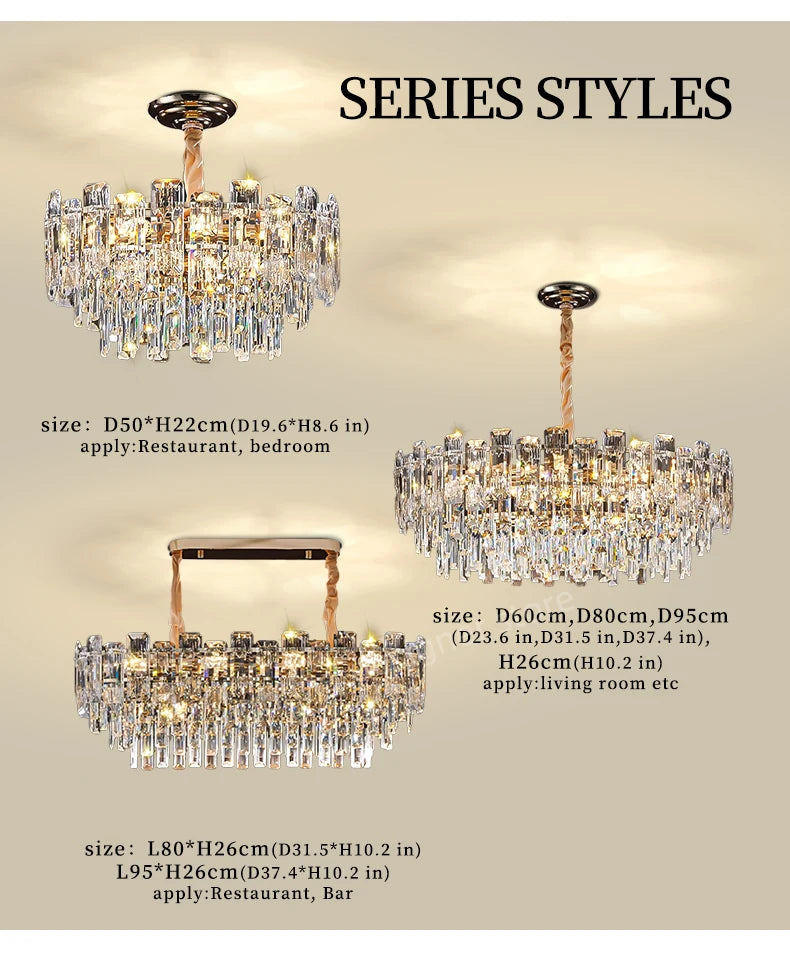 Loft Pendant Lighting Crystal Chandelier Ceiling for Dining Room Modern Led Ceiling Hanging Lamp for Living Room Villa