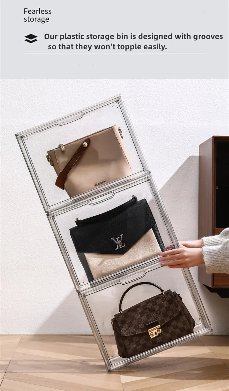 1pc/3pcs Clear Display Case Large Capacity Storage Box Acrylic Organizer Bins For Figures Blind Box Makeup Toy Showcase HangBag