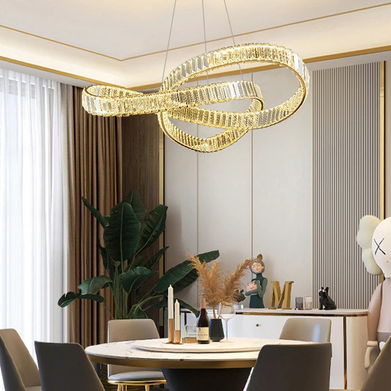 Luxury LED Crystal Chandeliers Home Lighting for Living Dining Room Decorate Villa Hotel Ceiling Pendant Lights Indoor Fixtures