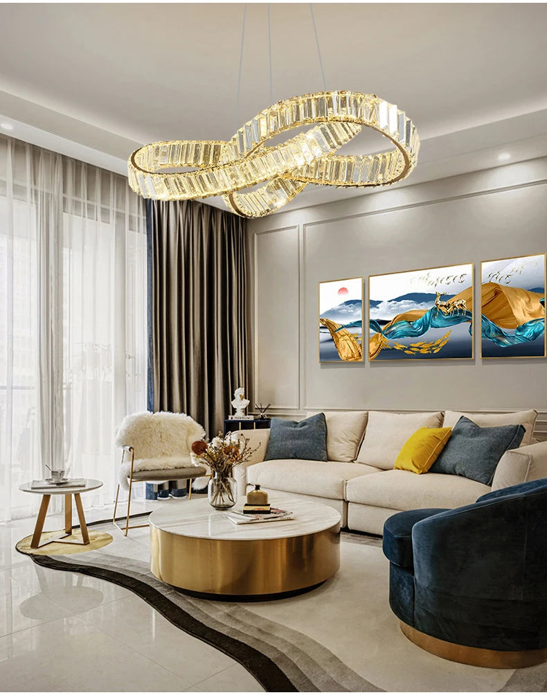 Luxury LED Crystal Chandeliers Home Lighting for Living Dining Room Decorate Villa Hotel Ceiling Pendant Lights Indoor Fixtures