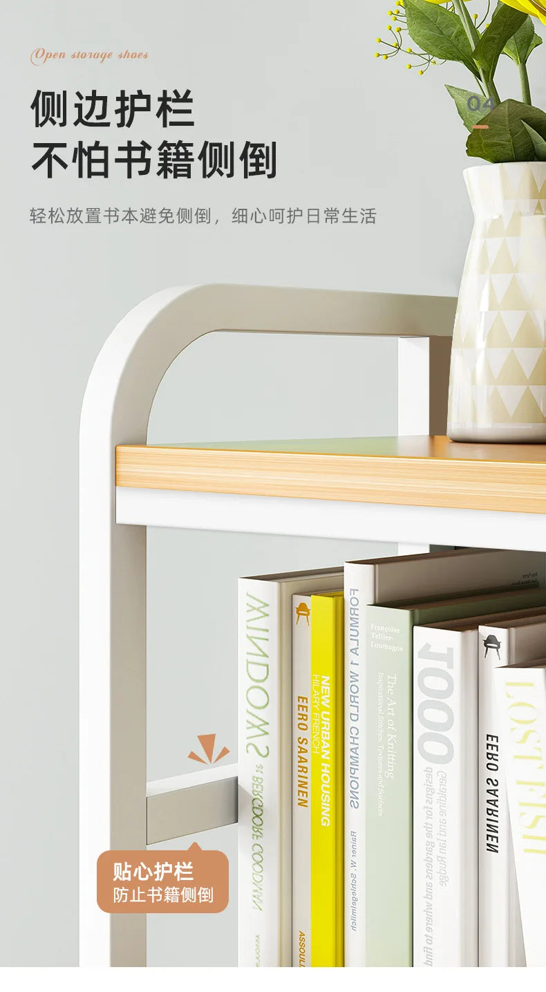 Bookshelf with Grid Desk Storage Shelf Desktop Multilayer Iron Shelf Student Computer Desk Cavity Plate Bookcase Table Rack
