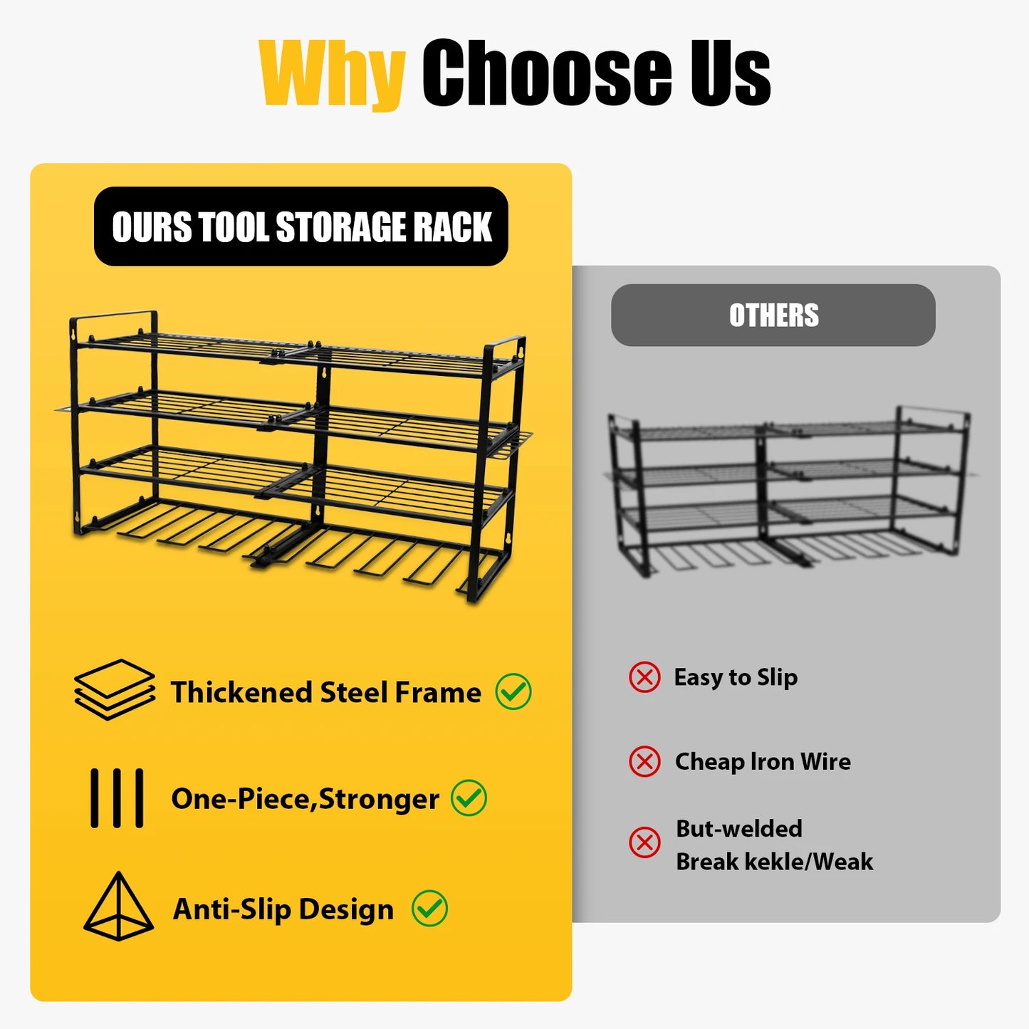 Power Tool Storage Rack 4 Layers Organizer-8 Tool Floating Shelf Wall Mount Heavy Duty Iron Drill Holder for Basement Workbench