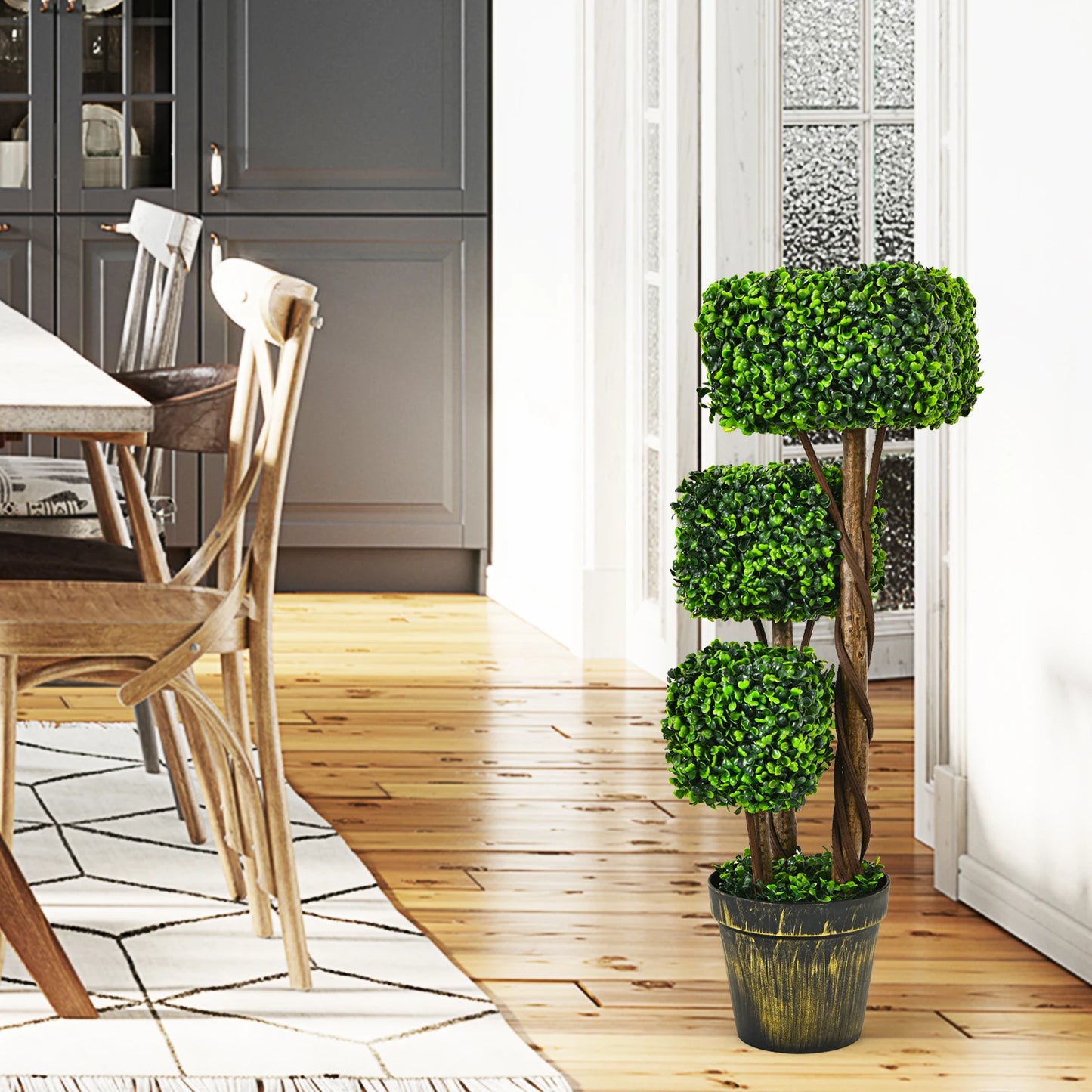 36" Artificial Boxwood Topiary Tree UV Protected Indoor Outdoor Decor