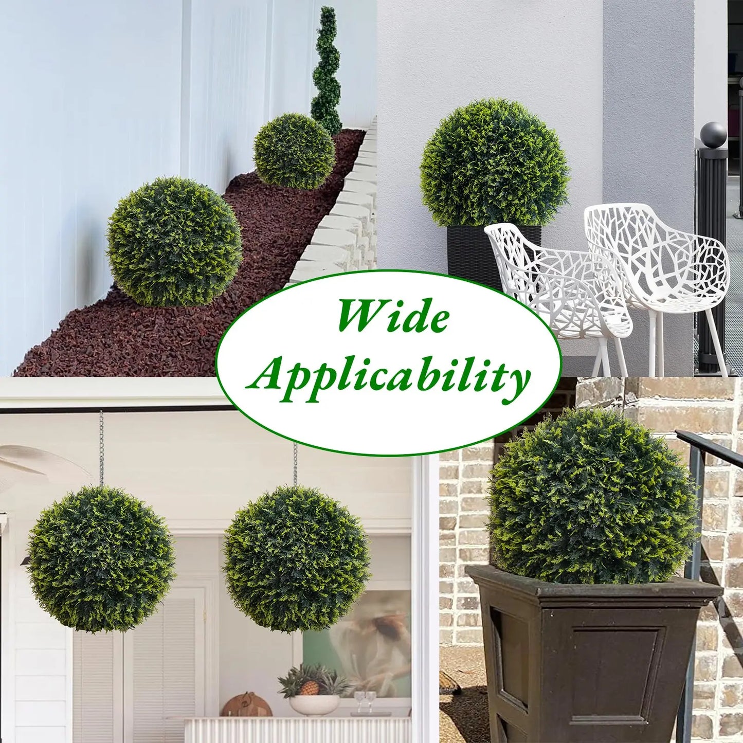 New Topiary Balls Artificial Outdoor Set of 2, Artificial Topiary Cedar Balls for Home Wedding Decor Green 44/48/54/55/59/63 CM