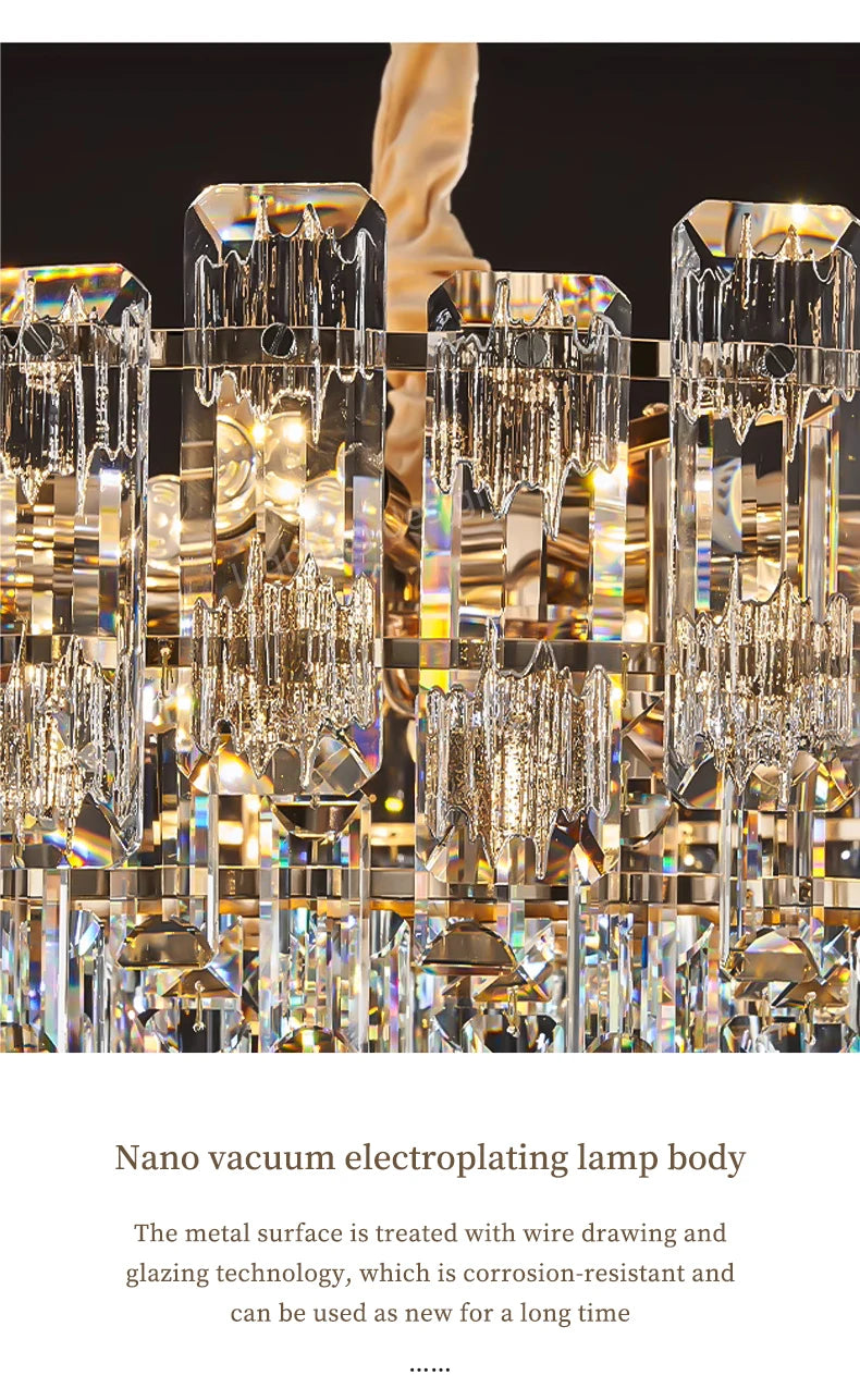 Loft Pendant Lighting Crystal Chandelier Ceiling for Dining Room Modern Led Ceiling Hanging Lamp for Living Room Villa