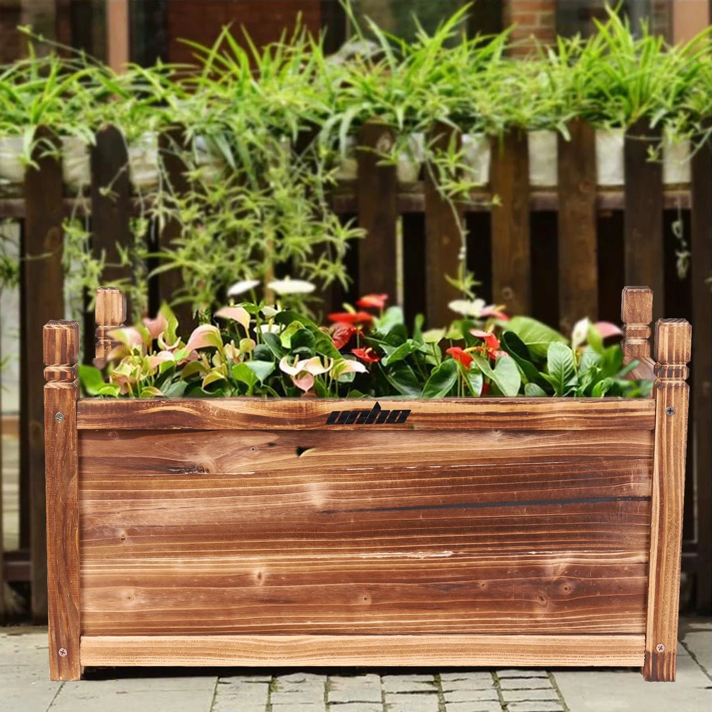 Raised Garden Bed Flower or Vegetable Planter Window Mounted Plant Box for Garden, Yard Wood Box for Planting
