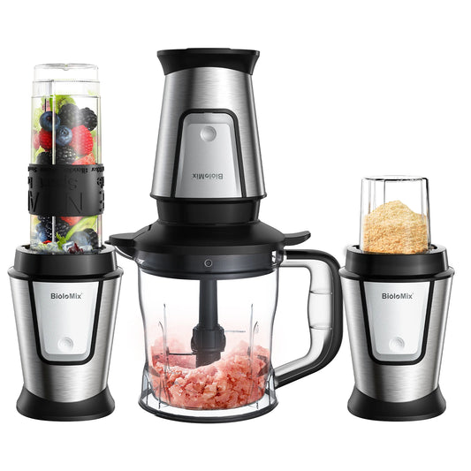 3-in-1 Multifunctional Portable Food Processor Juicer Blender Smoothie Mixer Food Chopper Dry Grinder for Kitchen