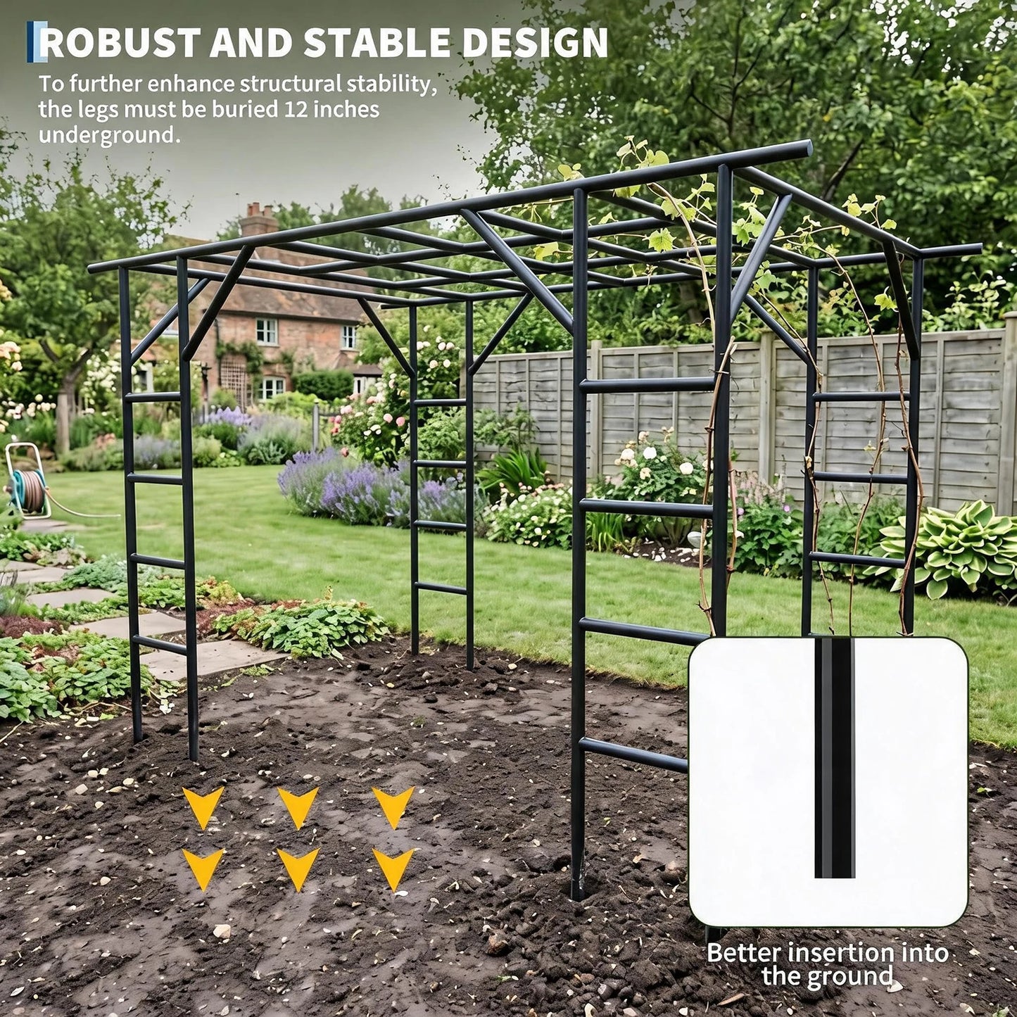132in Garden Arch Trellis For Cucumber Grape Vine, Heavy Duty Metal Plant Trellis For Climbing Vegetables Flowers Raised Beds
