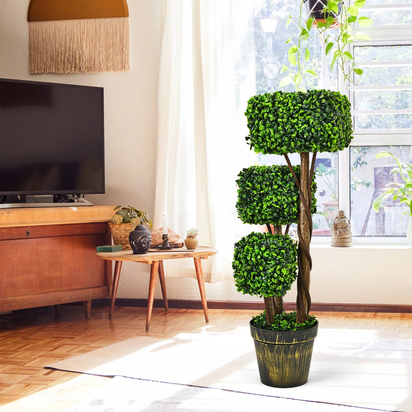 36" Artificial Boxwood Topiary Tree UV Protected Indoor Outdoor Decor