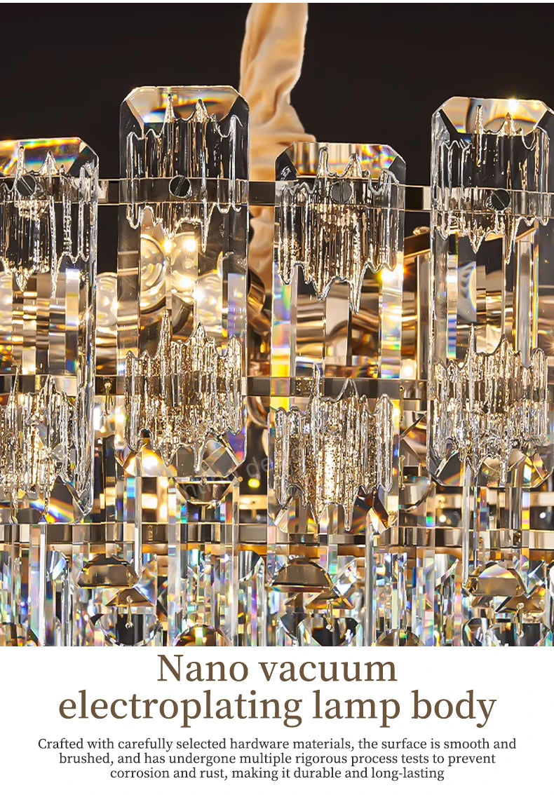 Loft Pendant Lighting Crystal Chandelier Ceiling for Dining Room Modern Led Ceiling Hanging Lamp for Living Room Villa