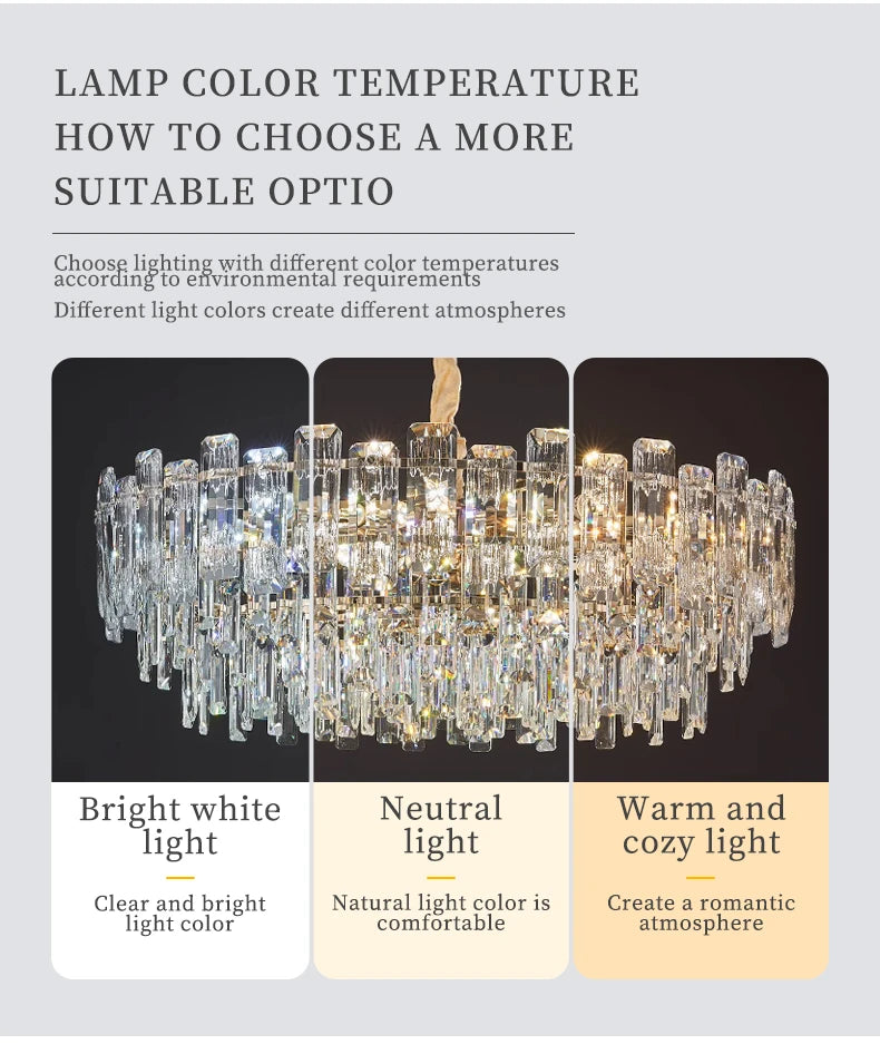 Loft Pendant Lighting Crystal Chandelier Ceiling for Dining Room Modern Led Ceiling Hanging Lamp for Living Room Villa