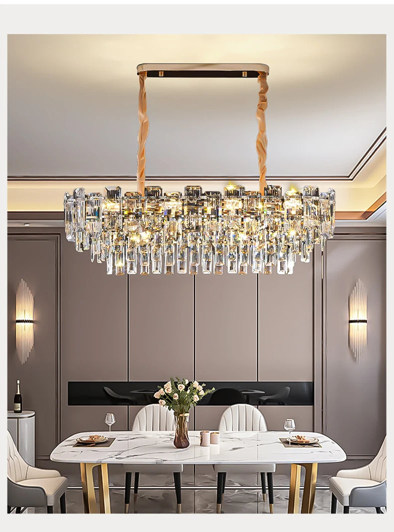 Loft Pendant Lighting Crystal Chandelier Ceiling for Dining Room Modern Led Ceiling Hanging Lamp for Living Room Villa