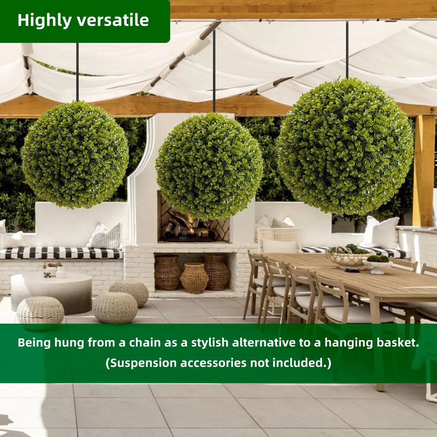 New Topiary Balls Artificial Outdoor Set of 2, Artificial Topiary Cedar Balls for Home Wedding Decor Green 44/48/54/55/59/63 CM